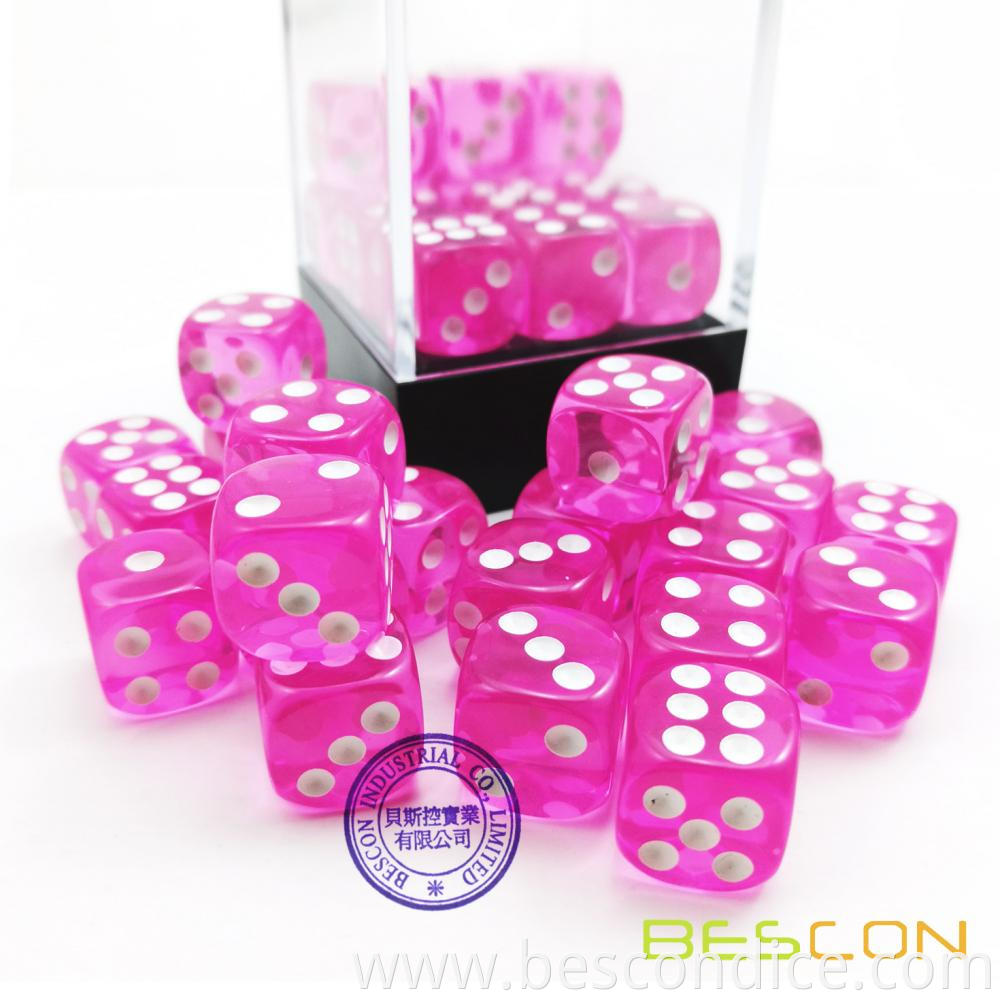 Pink 12mm 6 Sided Game Dice 2
